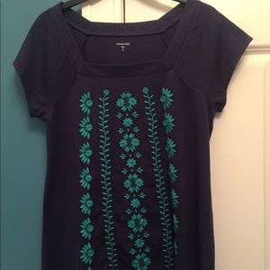 Garnet Hill XS blue floral top.